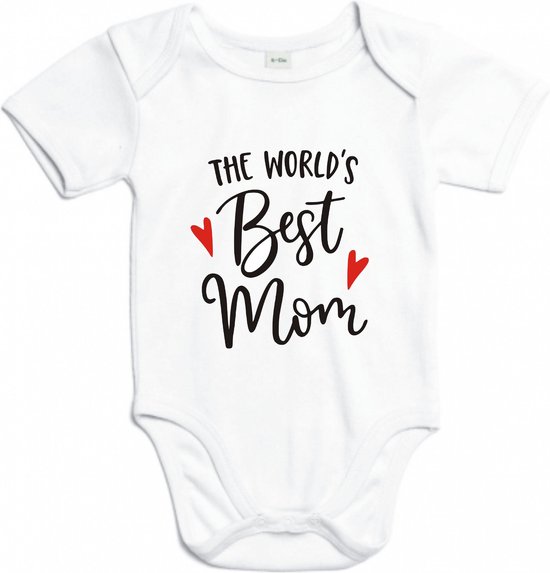 Romper The world's best mom - Wit - Maat 50/56 - Voor Mama - rompertjes baby - rompertjes baby met tekst - rompers - rompertje - rompertjes