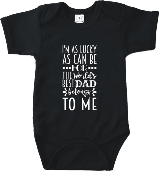Romper The world's best dad belongs to me Zwart Maat 62/68 - Voor Papa - Vaderdag - Valentijn - Babygeschenk - Baby kado - Romper - Babyshower