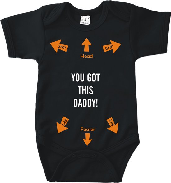 Baby Rompertje You got this daddy - Zwart - Maat 50/56 - Voor Papa  - Kraamcadeau - Babygeschenk - Romper - Geboorte - Valentijn - Vaderdag
