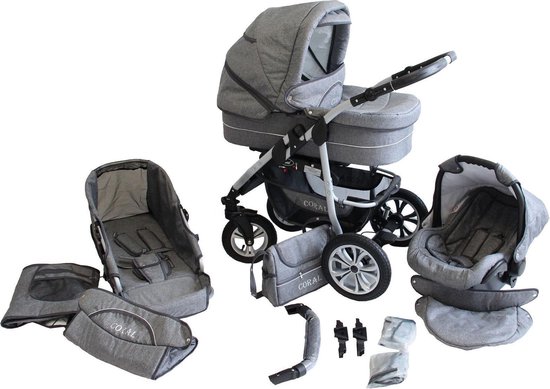 Kinderwagen Coral Grijs 3in1 bij 3wolkjes