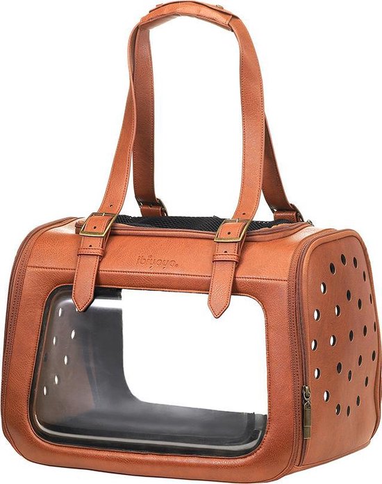 Ibiyaya Portico Deluxe Leather - Transporttas Bench Hond - Transport Box Reisbench Draagzak Tas - Reistas Reismand Hondendraagtas - Hondentas