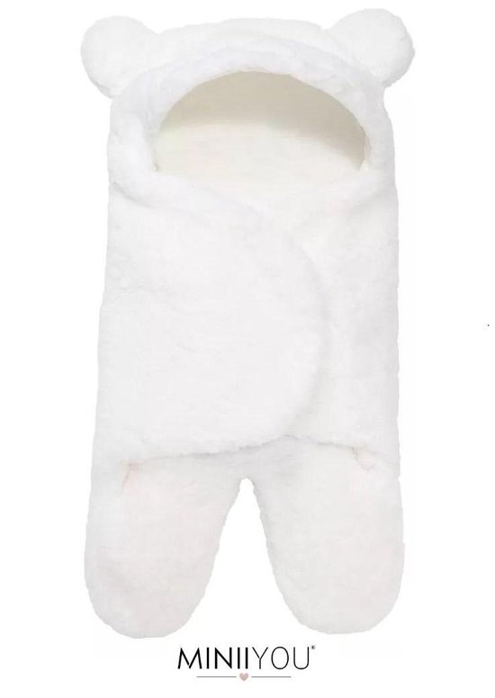 Babyslaapzak - Zachte witte teddy beer Inbakerdoek newborn - 0-1 mnd