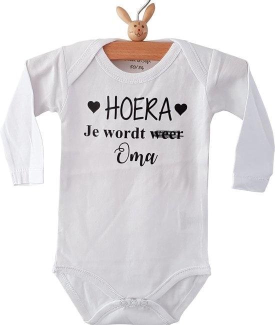 Baby Rompertje lange mouw met tekst: Hoera je wordt oma -Maat 50-56 worden