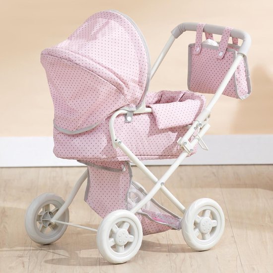 Olivia's Little World Poppenwagen Roze Multifunctionele Kinderpoppenwagen voor poppen van 40 cm OL-00003