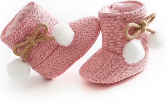 Babyslofjes - Baby Slofjes Meisjes - Roze - Sloffen - Maat 20 - 6-12 maanden