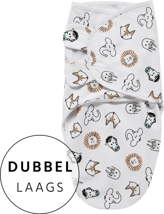 Swaddlemeyco Inbakerdoek dubbellaags - 0-3 maanden - animal