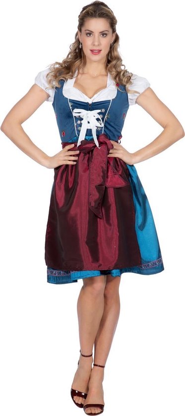 Boeren Tirol & Oktoberfest Kostuum | Heidi Edelweiss Oktoberfest Dirndl Blauw | Vrouw | Maat 38 | Bierfeest | Verkleedkleding