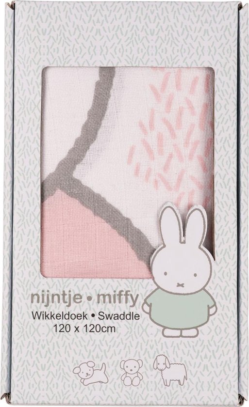 Nijntje Inbakerdoek Swaddle Hydrofiel 120 x 120 - Grass - Pink