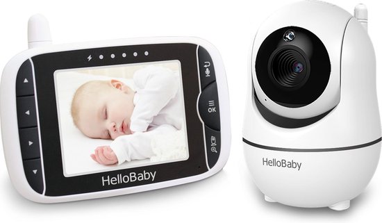 HelloBaby HB66 Babyfoon met camera - Op afstand beweegbaar - Nachtzicht - Terugspreekfunctie - Temperatuurcontrole - Slaapliedjes