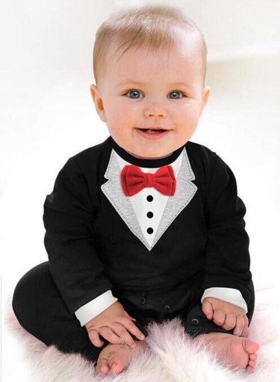 Budino Kerstpakje Baby Kerstkleding Onesie Romper - Zwart - 3 mnd