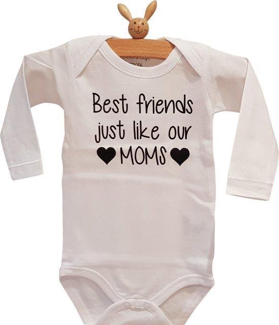 Baby rompertje tekst vriendinnen mama Best friends just like our moms maat 74-80 wit lange mouw samen zwanger
