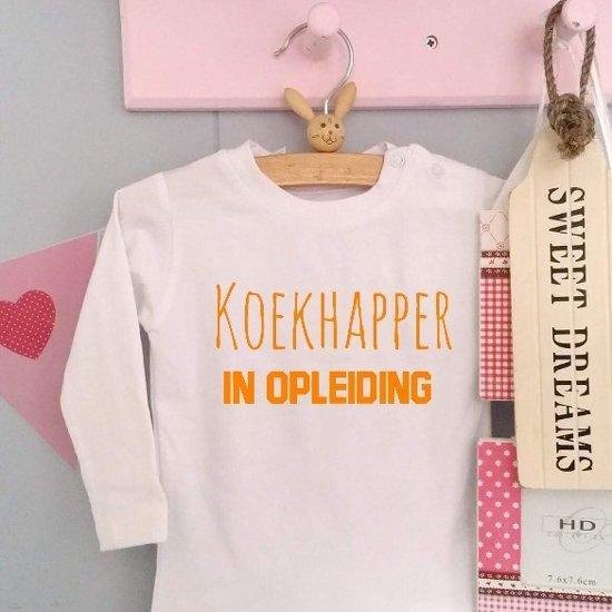Baby Rompertje tekst | Mijn eerste koningsdag | koekhapper in opleiding| lange mouw | wit oranje | maat 62-68