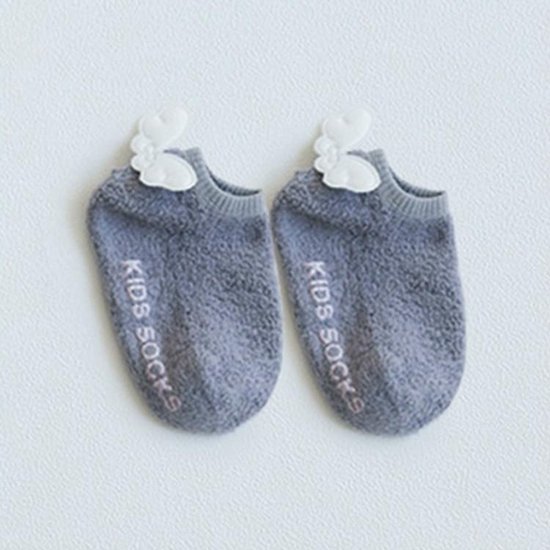 Kinderen Coral Fleece Wings Pattern antislip babysokken, maat: S (grijs)