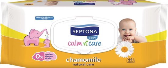 Septona Baby Natural Care Kamille Billendoekjes - 0% Alcohol & Zeep - 6 x 64