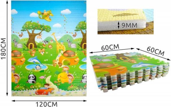 Grote XL Speelmat puzzle Vloerkleed kinderen - Groot Baby & Kindervoerkleed speel puzzle - Dieren Kleed - Binnen & Buiten