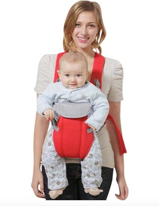 Baby draagzak - Buikdrager - Baby steun - Peuterdraagzak - Buikzak voor baby, kind en peuter - Heupdrager - Rugdrager - Draagdoeken - Babywrapper - Universeel - Rood