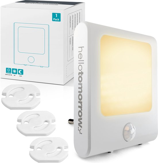Hello Tomorrow® 1 st. Nachtlampje Stopcontact met Bewegingssensor voor Kinderen & Volwassenen - Babykamer - Warm Wit