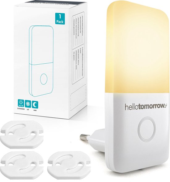 Hello Tomorrow® 1 st. Dimbaar Stopcontact Nachtlampje voor Kinderen & Volwassenen - Babykamer - Warm Wit
