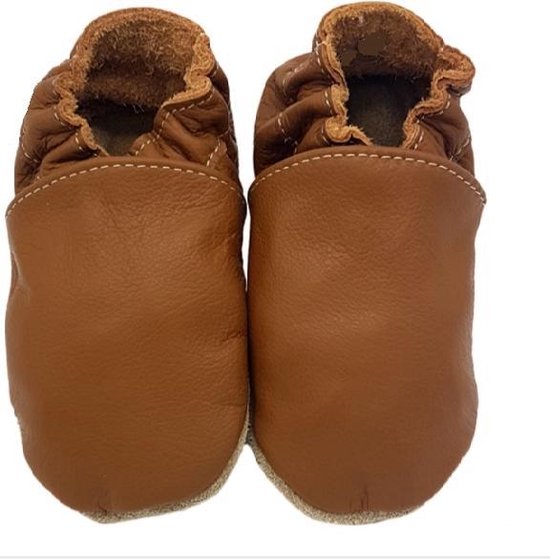 Leren baby slofjes – bruin maat s