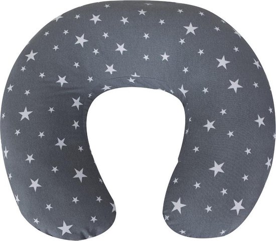 Babystartup - Voedingskussen - Eco Grijs - Sterren - Borstvoedingskussen - Multifunctioneel - Afneembare Hoes - Baby Kussen - Babyvoeding - Handig