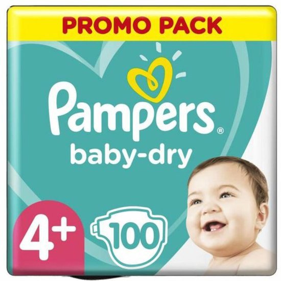 Pampers Baby Dry Luiers Maat 4+ - 100 Luiers Voordeelverpakking