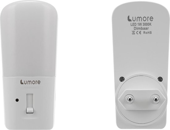 Lumore® MyLight - 2 stuks Nachtlampje Stopcontact - Dag en Nacht Sensor - Schakelaar - Kinderen & Baby - Warm Wit