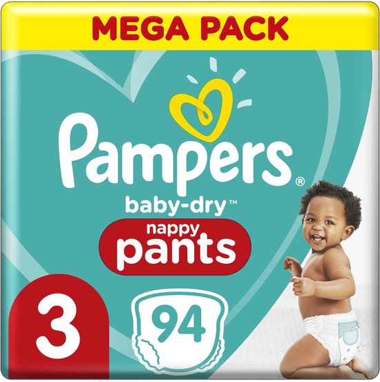 Pampers Baby-Dry Pants Luierbroekjes - Maat 3 (6kg-11kg) - 94 Stuks - Mega Pack