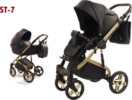 Baby Fashion stylo eco leer Complete kinderwagen 3 in 1 black