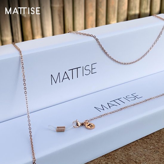 MATTISE Rosé Goud Unisex Staal Gewoven Brillenkoord — Brillenkoordje Dames en Heren — Lang Zonnebril Koordje — Brilketting Brilkoord