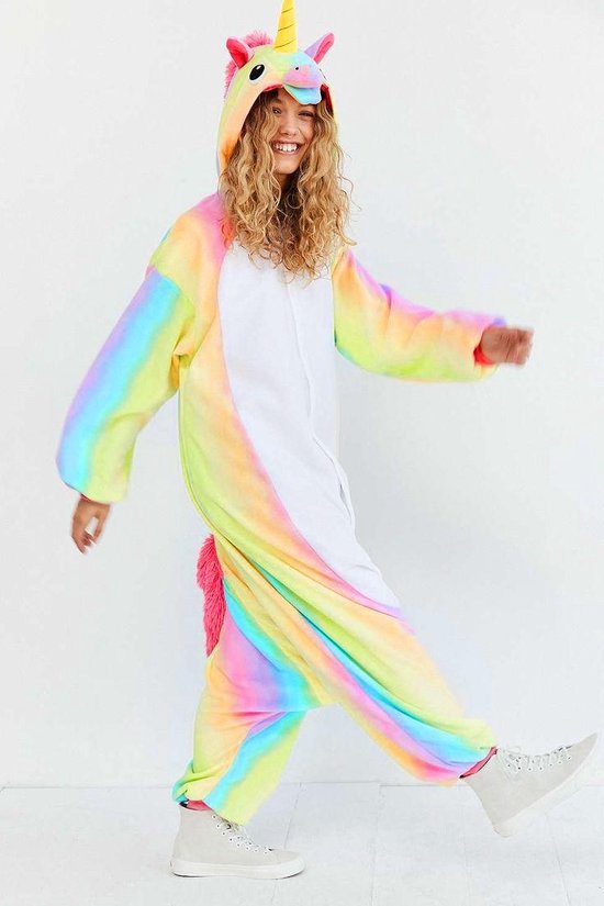 KIMU Onesie eenhoorn pak regenboog unicorn peuter pakje - maat 86-92 - eenhoornpakje romper pyjama