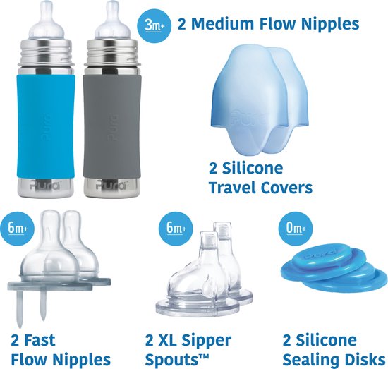 Pura starterset 325 ml aqua en grijs
