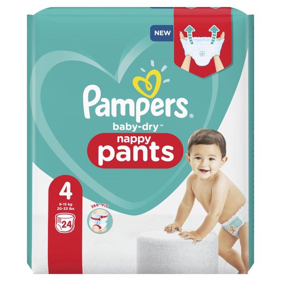 Pampers Baby-Dry Pants Maat 4 (9kg-15kg) - 24 Luierbroekjes