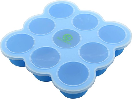 Babyvoedsel bewaarbakjes Silicone 9 porties babyvoeding bewaren en invriezen Blue