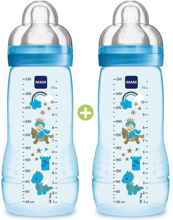 Mam babyfles 330 ml blauw 6 mnd