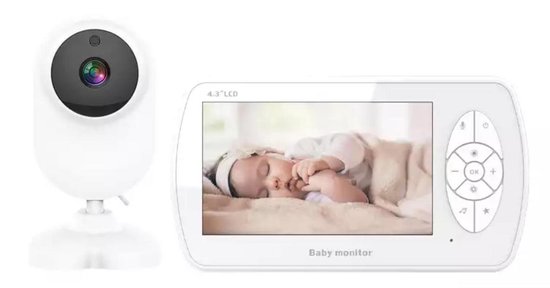 Draadloze slimme  babyfoon met camera, 1080P 4,3-inch LCD-scherm digitale 2,4 GHz