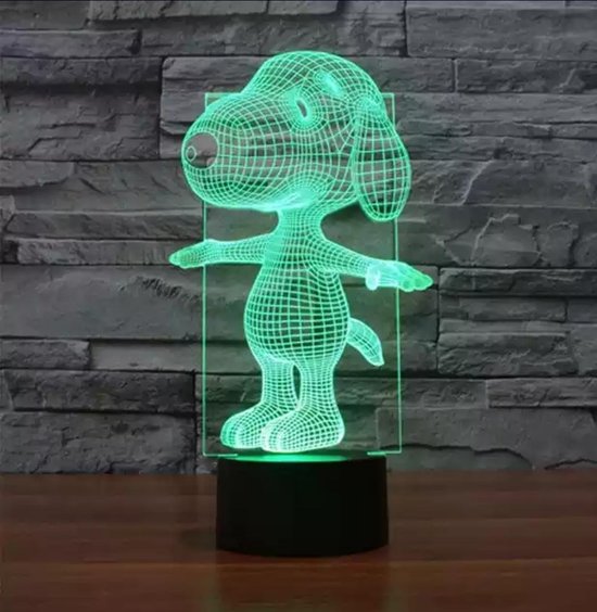 Nachtlampje Led Snoopy voor Kinderen en Baby - Kinderlamp - 7 Kleuren - USB kabel