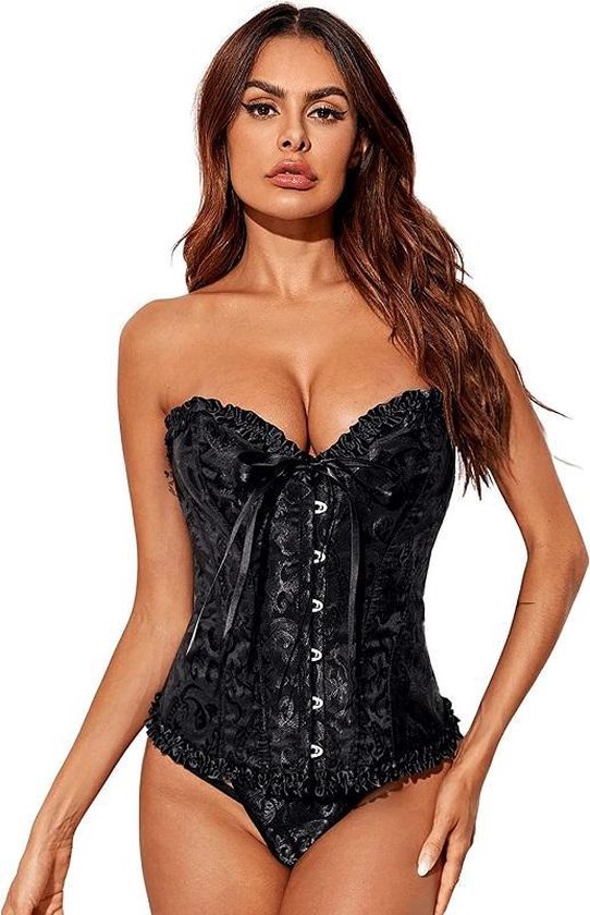 Sexy Korset met haaksluiting | Zwart | Maat 38 | Sexy Lingerie Korsetten