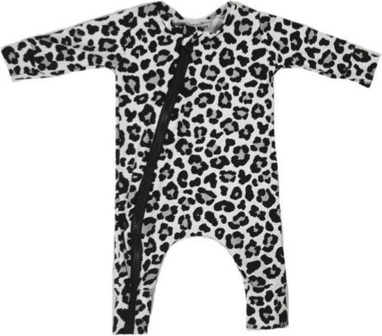 Panter grijs onesie/ leopard/ onesie/boxpak/ dierenprint/ monochrome/ baby / kind/ unisex/ geboorte pakje