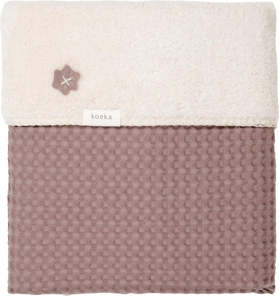 Koeka Wiegdeken wafel teddy Oslo - plum/pebble 75x100cm