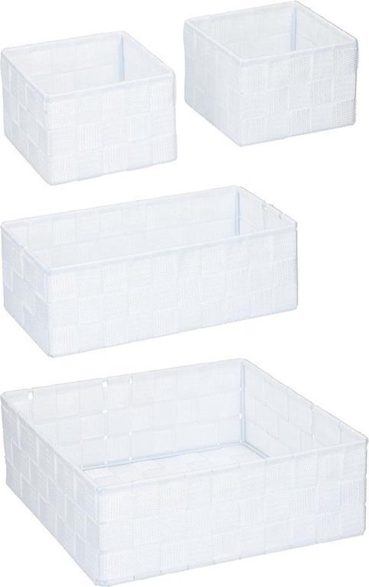 4x Witte badkamer/babykamer opberg mandjes - 4 stuks - Toilet/badkamermandjes - Decoratiemandjes - Sokkenmandjes - Commodemandjes