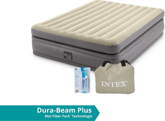 Intex Luchtbed - Prime Comfort Elevated - Formaat: Queen - B152 x L203 x H51 cm - Ingebouwde Pomp - Met Reparatieset