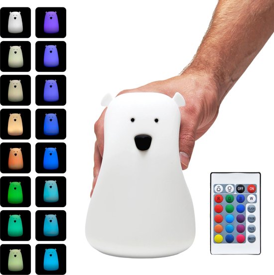 Kadoing® Beer Nachtlamp - Met TAP-ON & Afstandsbediening - LED Lamp Oplaadbaar - Tafellamp - Baby - Kinderen - Babyshower - Babykamer - Kinderkamer - Slaapkamer