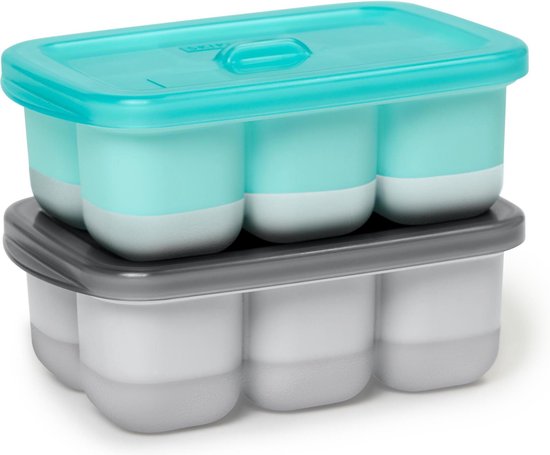 Skip hop Siliconen Bewaarbakjes voor babyvoeding - Grijs/Blauwgroen