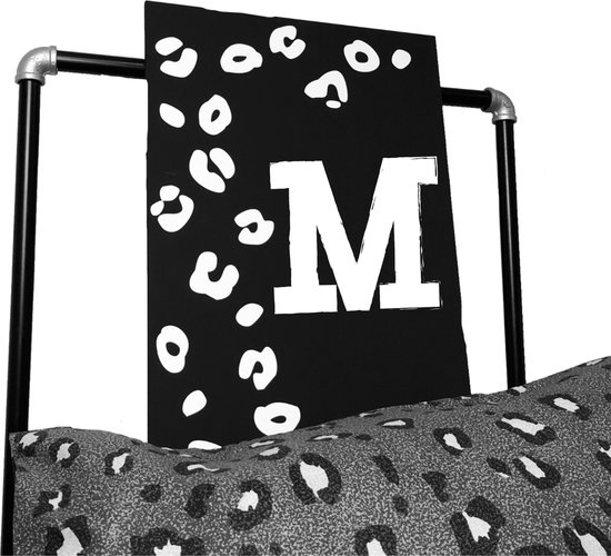 Leopard tekstbord met letter voornaam-leuk voor op een kinderkamer-letter M