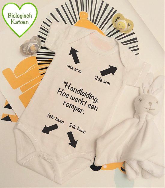 Rompercity - Design Romper Romper handleiding / Biologisch Katoen / Geboorte Cadeau / Maat 62-68