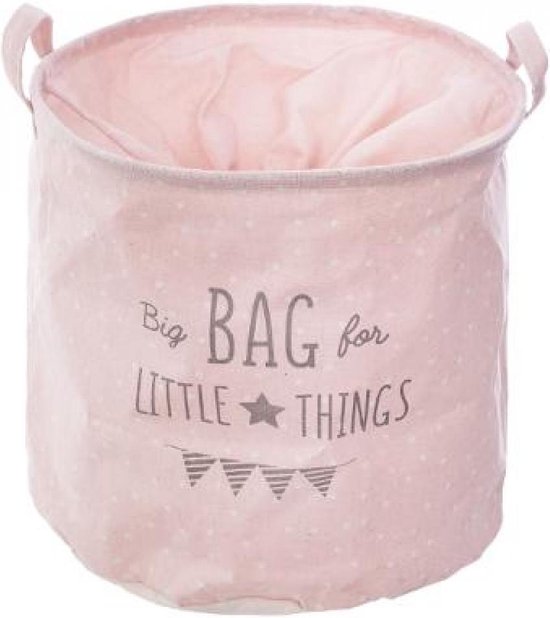 Opbergmand kinderkamer speelgoed - roze opbergzak (afsluitbaar) - wasmand babykamer - canvas - leuke opdruk - baby cadeau meisje
