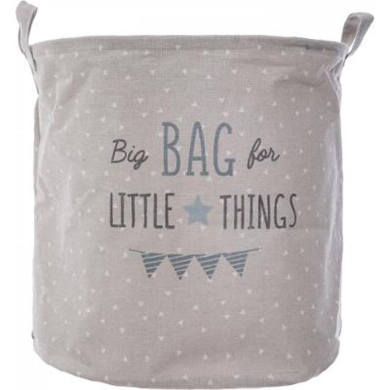 Opbergmand kinderkamer speelgoed - Grijze Opbergzak & Opbergmand (afsluitbaar) - Wasmand voor Kinderkamer of Babykamer - Canvas - met leuke opdruk - Opbergzak Speelgoed - Cadeau Baby of Kinder Kamer