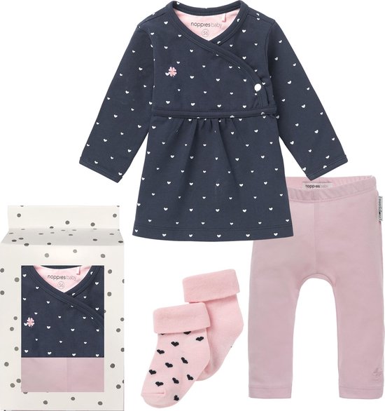 Noppies Cadeauset (4delig) Jurk Blauw, Legging en sokken - Maat 56