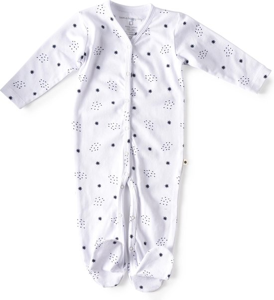 Little Label - baby - boxpakje met voetjes - blauw, sterren - maat 68 - bio-katoen