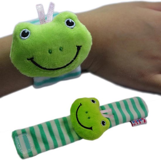 Baby Sokken Rammelaar 4 delige Set – Pols- en Voetrammelaar set – Kikker Armbandjes & sokjes – Zacht en Kleurrijk – Voor de allerkleinste – 0 t/m 24 maanden - HnD